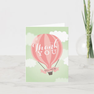 Stilvolle Hot Air Pink Ballon Danke Note Card