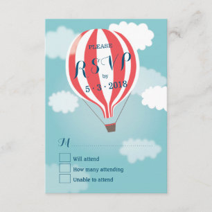 Stilvolle Hot Air Red White Balloon RSVP Card Karte