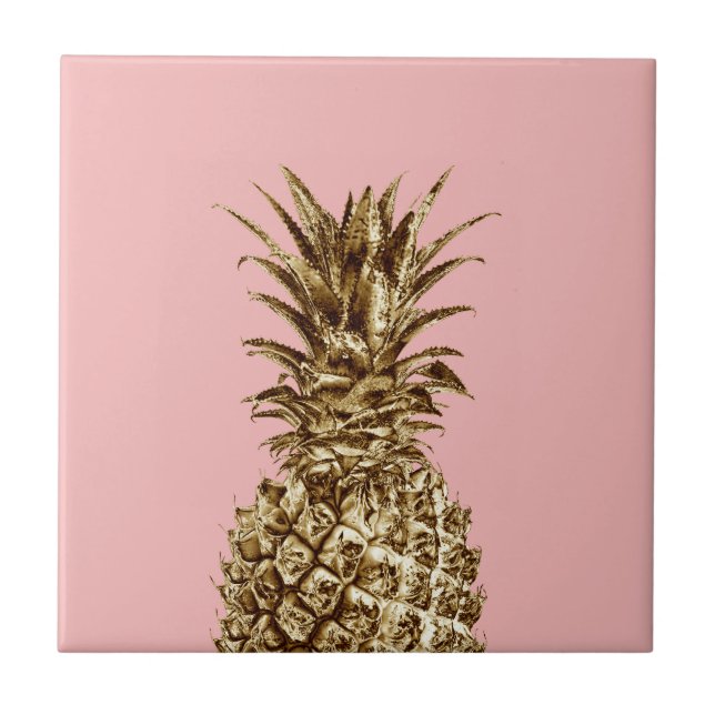 Stilvolle hübsche Ananas aus Gürtelgold und Pastel Fliese (Vorderseite)