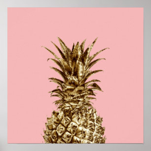Stilvolle hübsche Ananas aus Gürtelgold und Pastel Poster