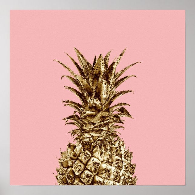 Stilvolle hübsche Ananas aus Gürtelgold und Pastel Poster (Vorne)