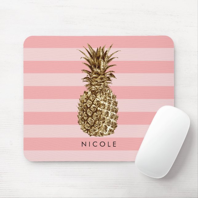 Stilvolle hübsche Ananas mit gürtelgoldenem Ananas Mousepad (Mit Mouse)