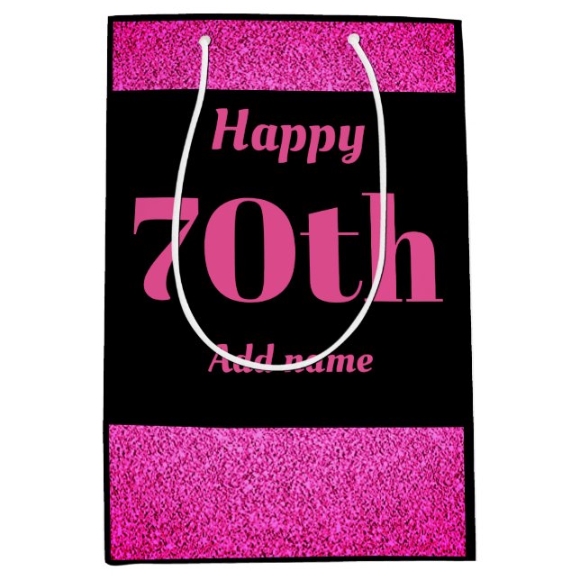 Stilvolle hübsche personalisierte Geburtstagsgesch Mittlere Geschenktüte (Vorderseite)