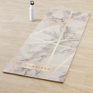 Stilvolle hübsche Rose mit goldenem und weißem M Yogamatte