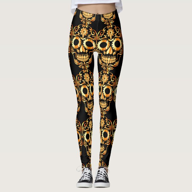 Stilvolle hübsche Schädelknochen Leggings (Vorderseite)