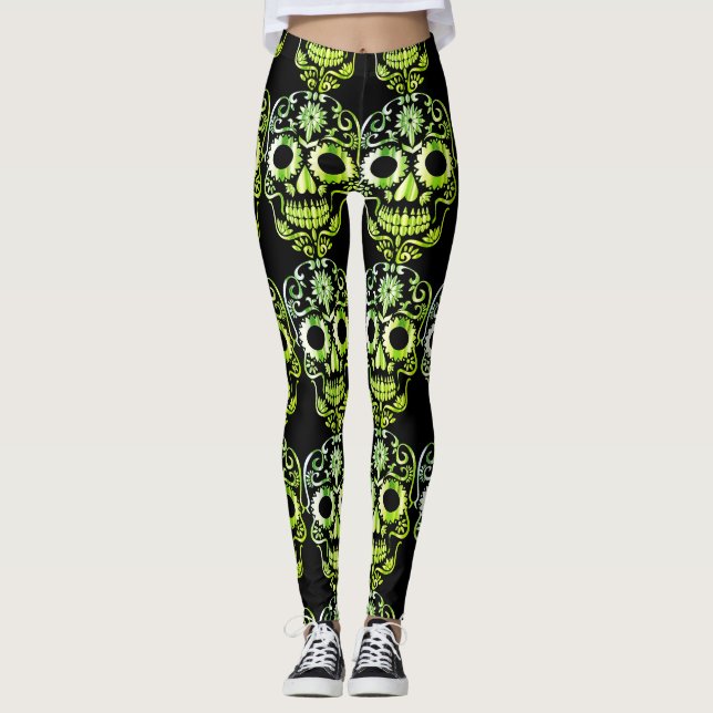 Stilvolle hübsche Schädelknochen Leggings (Vorderseite)