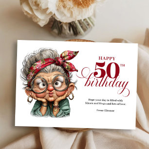 Stilvolle humorvolle 50. Damenkarte zum Geburtstag Einladung