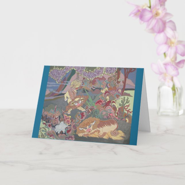 Stilvolle Hunde im Garten Karte (Orchidee)