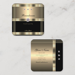 Stilvolle Imitate aus Gold und Schwarz Rhinestones Quadratische Visitenkarte