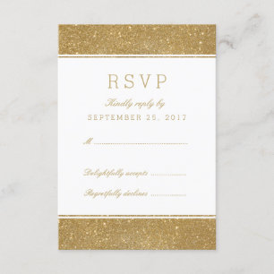 Stilvolle Imitate Gold Glitzer Response RSVP Karte