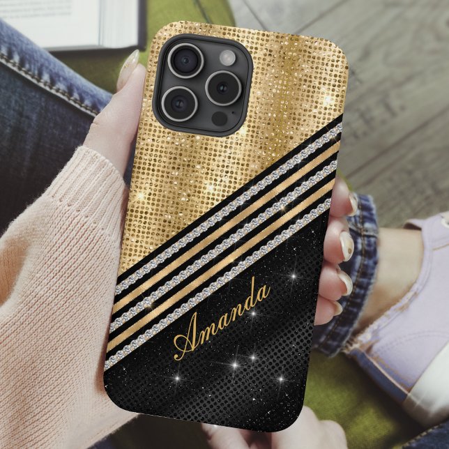 Stilvolle Imitate Kristallgolden und schwarz Perso Case-Mate iPhone Hülle (Von Creator hochgeladen)