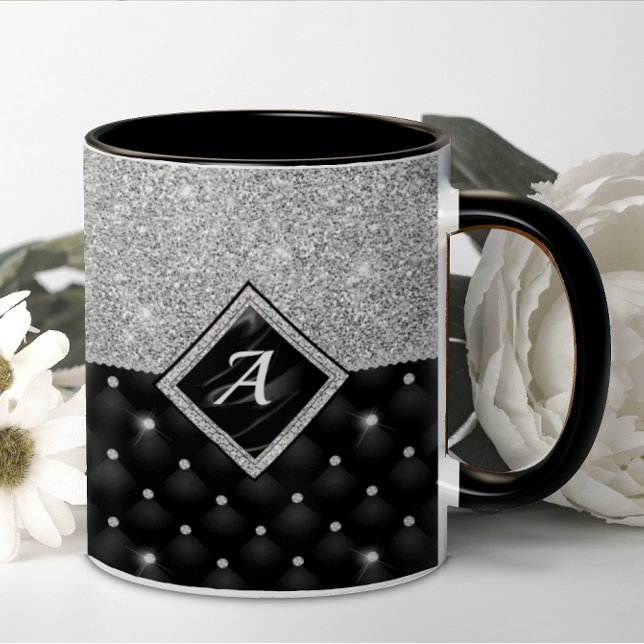 Stilvolle Imitate Kristallsilber-Monogramm Kaffeetasse (Von Creator hochgeladen)