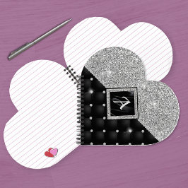 Stilvolle Imitate Kristallsilber-Monogramm Notizbuch