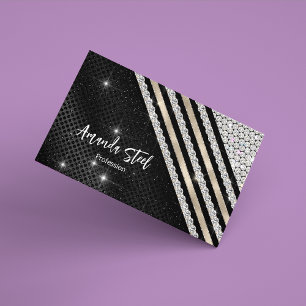 Stilvolle Imitate Kristallsilber und schwarz Perso Magnetische Visitenkarte