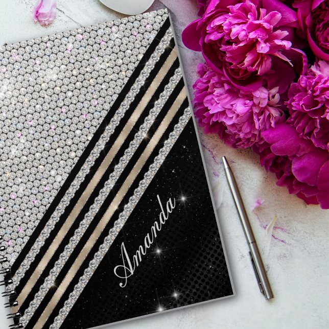 Stilvolle Imitate Kristallsilber und schwarz Perso Notizblock (Von Creator hochgeladen)