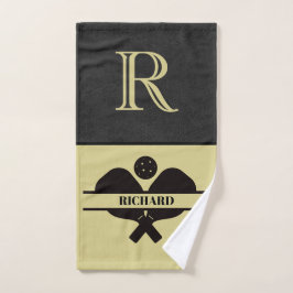 Stilvolle Imitate Leather Monogram Name Pickleball Handtuch