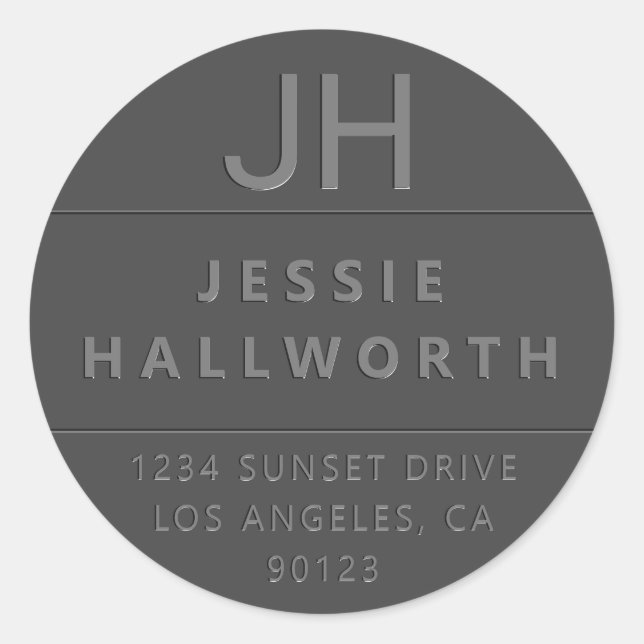 Stilvolle Imitate mit moderner Monogram Runder Aufkleber (Vorderseite)