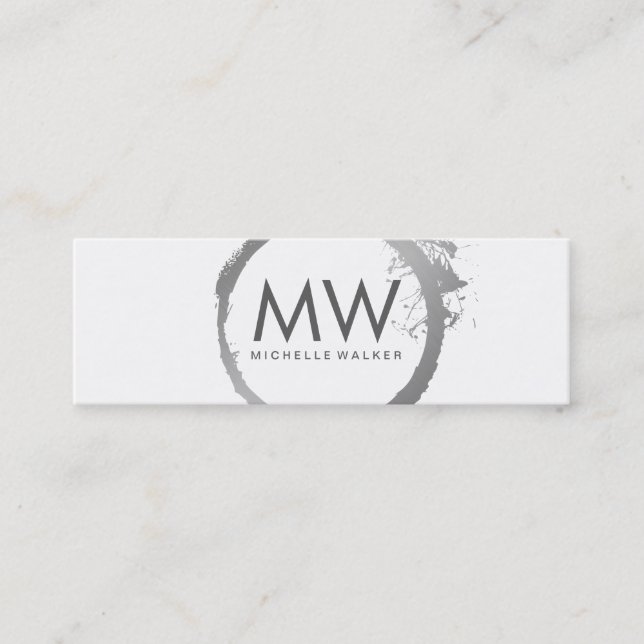 Stilvolle Imitate Silver Ring mit Chic Monogram Mini Visitenkarte (Vorderseite)