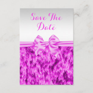 Stilvolle Imitats Fur & Pink Bow Geburtstag Save t The Date