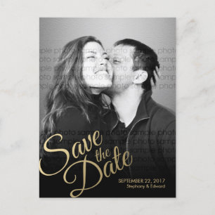 Stilvolle Imitats Gold Save the Date Foto Postkart Ankündigungspostkarte