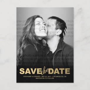 Stilvolle Imitats Gold Save the Date Foto Postkart Ankündigungspostkarte