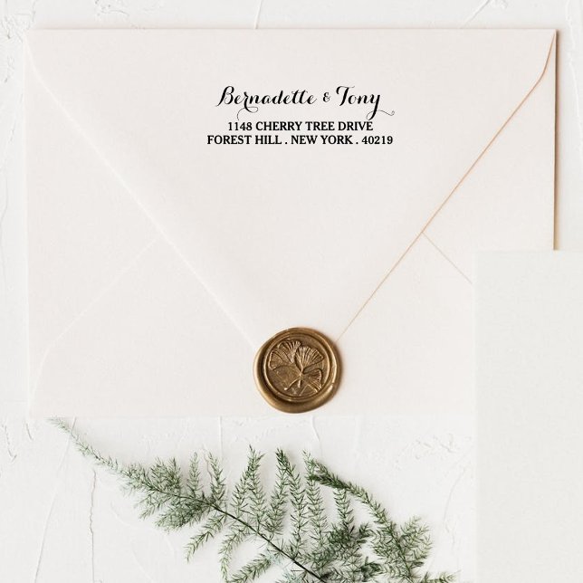 Stilvolle Individuelle Name & Address Wood Art Bri Gummistempel (Von Creator hochgeladen)