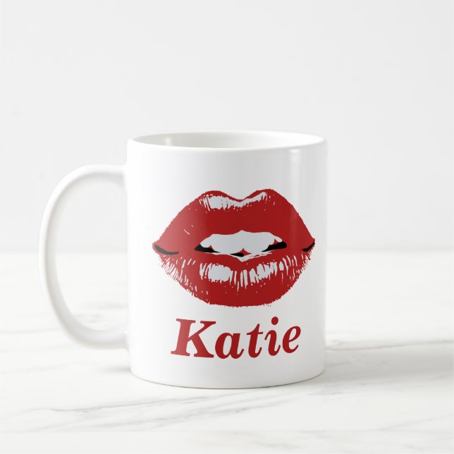 Stilvolle Individuelle Name-Tasse mit Roten Lippen Kaffeetasse (Links)