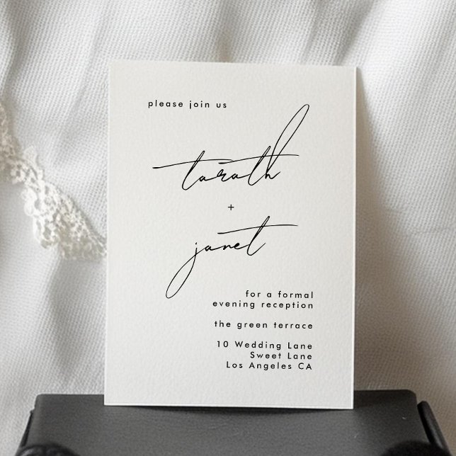 Stilvolle Individuelle Namen Schwarz-weiße Hochzei Begleitkarte (Von Creator hochgeladen)