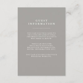Stilvolle Informationen zu Deep Gray Wedding Begleitkarte