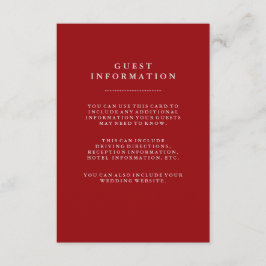 Stilvolle Informationen zum Red Holiday Wedding Begleitkarte