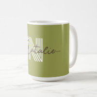 Stilvolle Initial- und Skriptname Olive green nied