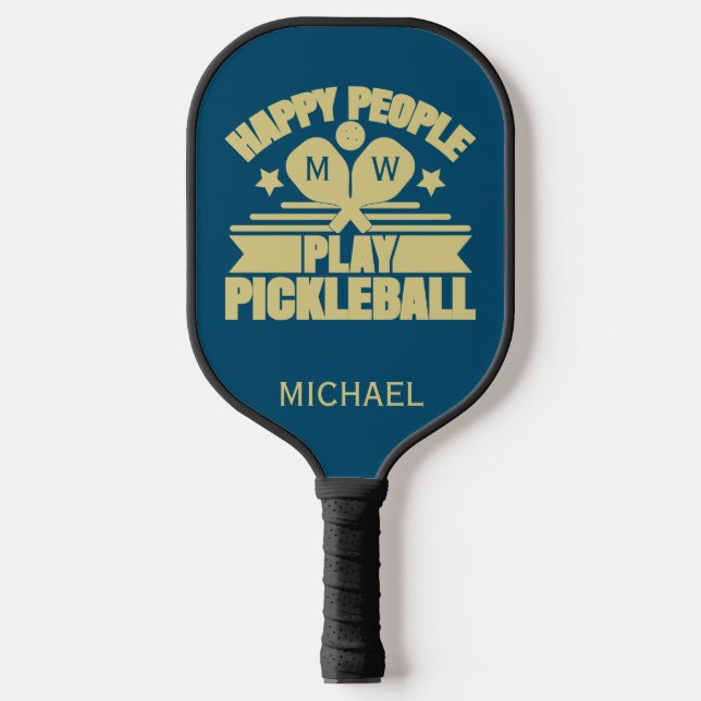 Stilvolle Initialen Aquamariner Personalisierter N Pickleball Schläger (Vorderseite)