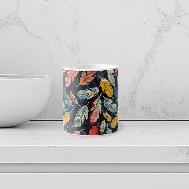 Stilvolle Jugendstil-Federn Kaffeetasse (Boho Feathers coffee mug)