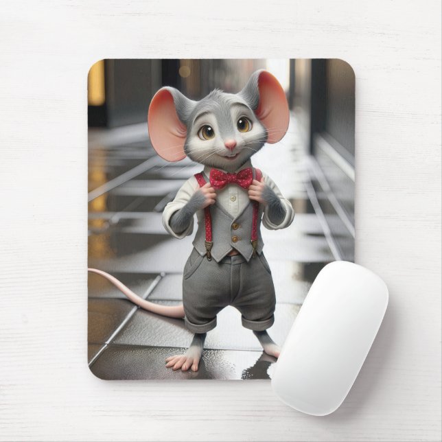 Stilvolle junge Maus mit Hängern Mousepad (Mit Mouse)