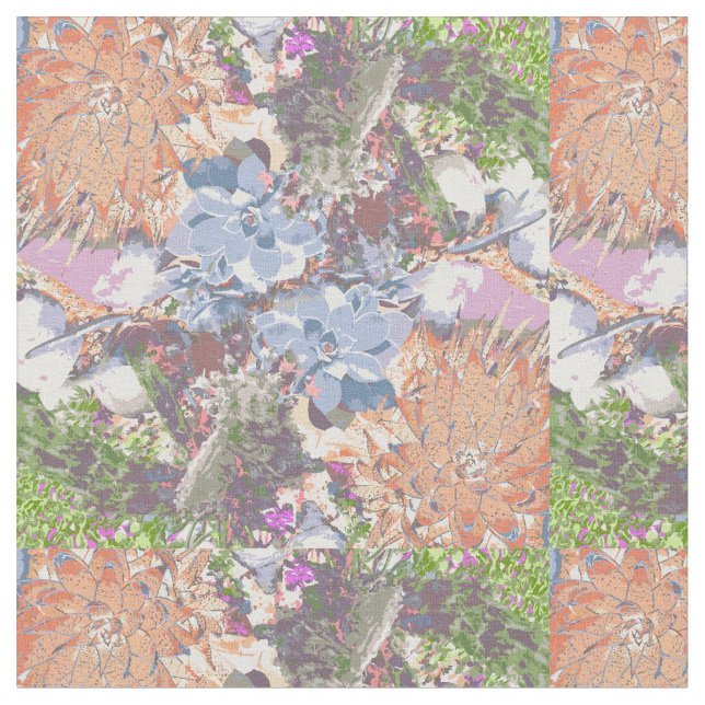 Stilvolle Kakteen und Sukkulents Stoff (Nahaufnahme)