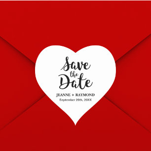 Stilvolle Kalligrafie Custom Wedding Save the Date Herz-Aufkleber