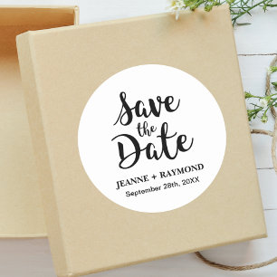 Stilvolle Kalligrafie Custom Wedding Save the Date Runder Aufkleber