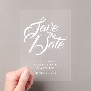 Stilvolle Kalligrafie-Hochzeit rettet das Datum Acryleinladungen