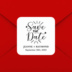 Stilvolle Kalligrafie-Hochzeit Sichern Sie das Dat Quadratischer Aufkleber