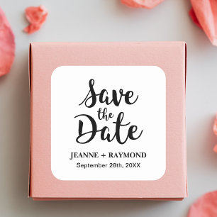 Stilvolle Kalligrafie Individuelle Hochzeit "Save Quadratischer Aufkleber