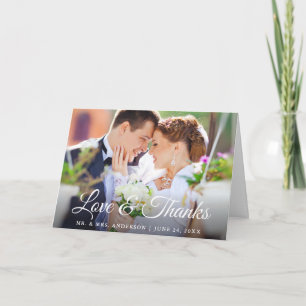 Stilvolle Kalligrafie-Liebe dank Hochzeitstorte Dankeskarte