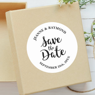 Stilvolle Kalligrafie Save the Date Custom Wedding Runder Aufkleber