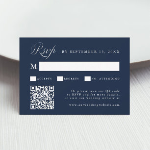 Stilvolle Kalligrafie-Schrift Hochzeit Navy Blau RSVP Karte