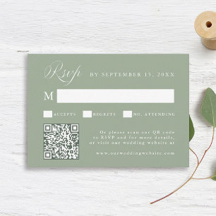 Stilvolle Kalligrafie-Schrift Hochzeit Salbeigrün RSVP Karte