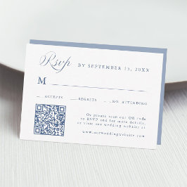 Stilvolle Kalligrafie-Schrift Hochzeit Staubblau RSVP Karte