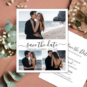 Stilvolle Kalligraphie 3 Foto Collage Wedding Save The Date