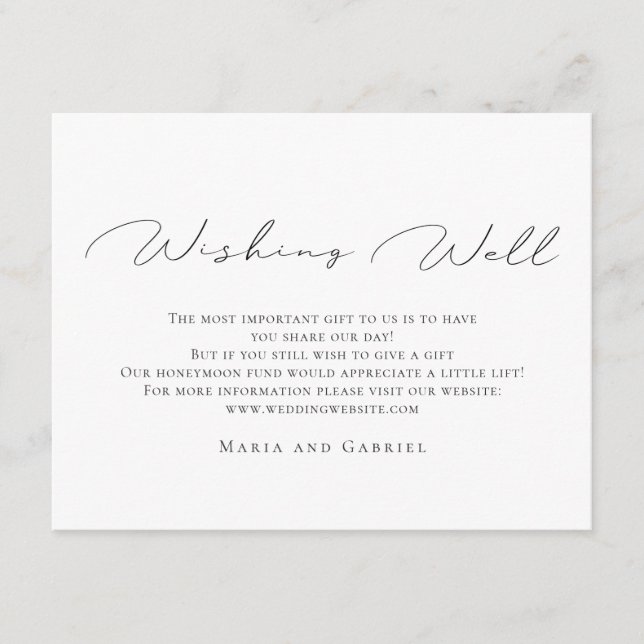 Stilvolle Kalligraphie Elegant Wedding Wishing Wel Begleitkarte (Vorderseite)