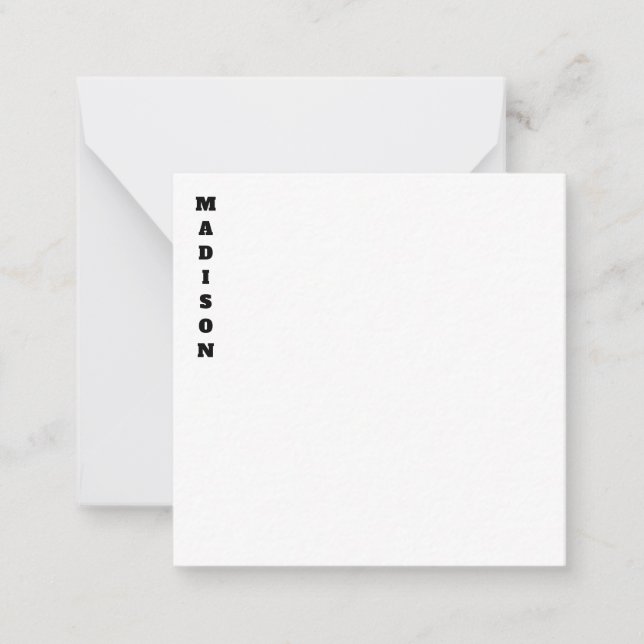 Stilvolle Kalligraphie Name Schwarz & Weiß Mitteilungskarte (Vorderseite)