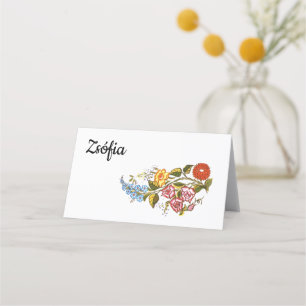 Stilvolle Kalocsai-Blume - Name hinzufügen Platzkarte