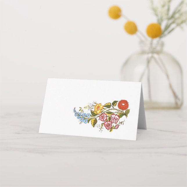 Stilvolle Kalocsai-Blume Platzkarte (Vorderseite)